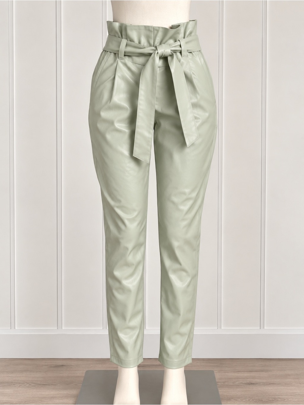Dolce Cabo Light Sage Paperbag Waist Tie Pants